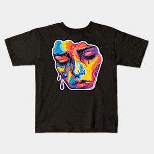 Abstract Sad Emotion Face Kids T-Shirt